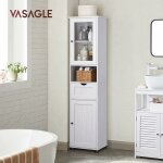 Vasagle - meuble salle de bain, colonne, rangement avec tagres rglables, placards  porte, tiroir, ...