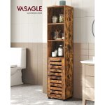 Vasagle - meuble de salle bain, tagre de rangement, 40 x 30 x 167 cm, placard haut, 3 cases ouverts, ...