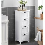 Vasagle - meuble de salle de bain sur pieds avec 4 tiroirs, 30 x 30 x 82 cm, placard de rangement, blanc ...