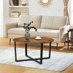 Table basse ronde, table de salon, style industriel, cadre métallique durable, facile à assembler, pour ... Table basse ronde, table de salon, style industriel, cadre métallique durable, facile à assembler, pour ...