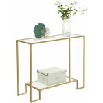 Vasagle table console, table d'entre, 2 tagres en verre tremp, cadre en acier, 100 x 35 x 80 cm, ...