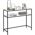 Table console, table d'entre, bout de canap, dessus de table en verre tremp, cadre mtallique, 2 niveaux, ...