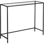 Vasagle ? table console moderne 100x35x80 cm ? dessus en verre tremp� ? cadre en m�tal noir ? pieds r�glables ...