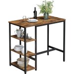 Vasagle table haute, table de bar rectangulaire, avec 3 �tag�res, structure en fer stable, pour cuisine, ...