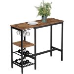 Vasagle table haute, table  manger, table de bar, avec supports pour verres et bouteilles, pour salon, ...
