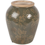 Vase c�ramique vert brun 13x15x15cm
