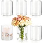 Vase cylindrique en verre transparent, lot de 6 pots de fleurs en verre, 8 x 6, 5 cm vase transparent, ...