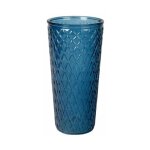 Paris prix - vase dco en verre 'relief losange' 30cm bleu indigo