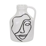Beliani - vase d�coratif en c�ramique blanc motif dessin visage noir pour d�co pour table ou biblioth�que ...