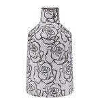 Beliani - vase dcoratif en cramique blanc motif floral roses noir de style vintage pour salon ou salle ...
