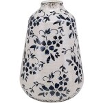 Vase d�coratif en c�ramique blanche et bleu marine 20 cm de hauteur motif floral accessoire tendance ...
