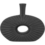 Beliani - vase d�coratif de forme ronde bouteille fabriqu� en gr�s noir avec trou centrale de 24 cm de ...