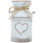 Vase en fer galvanis� design corde et c?ur unique pour int�rieur ext�rieur maison bureau