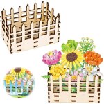 Vase fleur pour lego, pr�sentoir de cl�ture en bois, pour bouquet de fleurs pour lego, fleurs de cerisier, ...