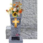 Vase fun�raire solaire avec led - d�coration comm�morative � �nergie