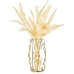 Vase pour l'herbe, vase en verre dor avec support en mtal gomtrique, pot de fleur pour dcoration ...