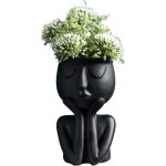 Vase noir en r�sine abstrait en forme de visage ? 8, 5 cm x 15 cm ? pour fleurs s�ch�es et longues branches ...