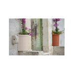 Vase polym�re monacis demi - cercle millerighe blanc cm 55 (41x24x50h)