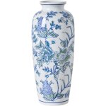 Vase vintage en porcelaine motifs � fleurs accessoire d�coratif blanc et bleu guadix