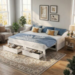 Vasien ?canap� - lit gigogne et 2 tiroirs 90 / 180x200 cm en bois massif, lit banquette, lit simple et ...