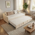 Vasien ?lit gigogne 90 / 180x200cm, lit capitonn� canap� - lit extensible avec sommiers � lattes, canap� ...