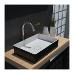 Bernstein - vasque moderne lavabo en fonte, lave main  poser - 48x32x10, 5cm - aqua noir / blanc mat ...