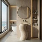 Vasque autoportante rea melody beige, stone imitation