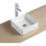 Vasque � poser carr�e en c�ramique blanche 30cm