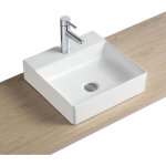 Mob - in ? vasque � poser carr�e en c�ramique 40cm ? trou de robinet inclus ? trou d'�vacuation standard ...