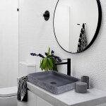 Bernstein - vasque design � poser nt2524 en fonte min�rale - gris effet b�ton mat - 50 x 42 x 10 cm sans ...