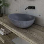 Bernstein - vasque design � poser vela en fonte min�rale - gris effet b�ton mat - 60, 5 x 43, 5 x 16 ...