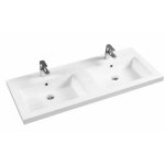 Vasque double � encastrer rectangulaire - 120 x 46 cm - blanc - livo