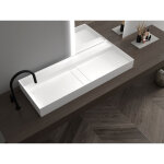 Bernstein - vasque blanc mat fonte min�rale 120x46x12cm (lxpxh) lavabo mural / � poser, drain central ...
