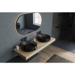 Bernstein - vasque lavabo rond noir transparent  poser en rsine synthtique sur meuble de salle de ...