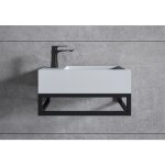 Bernstein - vasque murale suspendue design en fonte min�rale lave - main pour salle de bain - 44x22x10cm ...