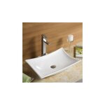 Vasque pour salle de bain avec plage de robinetterie céramique blanc 56x38cm wing Vasque pour salle de bain avec plage de robinetterie céramique blanc 56x38cm wing