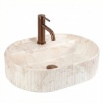 Vasque � poser rea emilia grid ecru, imitation stone