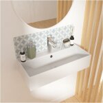 Mob - in - vasque � poser ou suspendre rectangle en c�ramique blanche 65x31cm