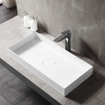 Bernstein - vasque rectangulaire � poser moderne en fonte min�rale salle de bain, bonde non fournie - ...