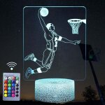 Veilleuse 3d joueur de basket veilleuses led d�cor illusion lampe avec t�l�commande et bouton intelligent ...
