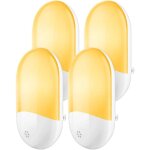 Ensemble de 4 veilleuses led avec d�tecteur de lumi�re, lumi�re blanche chaude pour couloir, chambre, ...