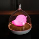Veilleuse b�b� fille rechargeable lampe de nuit voli�re oiseau avec contr�le tactile rose