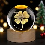 Veilleuse en boule de cristal 3d - 60 mm - lampe de nuit - lampe lune - tr�fle � quatre feuilles - d�coration ...