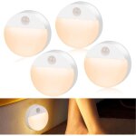 Veilleuse d�tecteur de mouvement - lot de 4 led avec piles - auto - on pour couloir, escalier, chambre, ...
