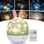 Veilleuse enfant lampe etoile projecteur, 360rotation musicale veilleuse + minuterie + tlcommande ...