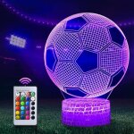 Veilleuse led 3d avec t�l�commande, cadeau de football pour enfants, 16 couleurs, d�coration de no�l ...