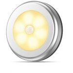 Veilleuse led argent�e � lumi�re blanc chaud, aliment�e par piles - pour couloir, placard et passage