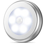 Veilleuse led argent�e � lumi�re blanche froide, aliment�e par piles, capteur de mouvement int�gr� ? ...