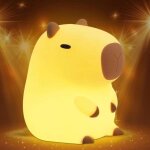 Veilleuse led capybara en silicone doux, tactile, dimmable avec minuterie, portable et rechargeable, ...