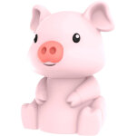 Veilleuse petit cochon rose � d�filement de couleurs 9 cm